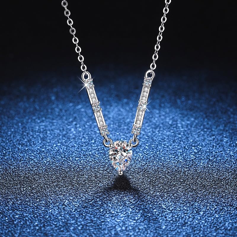 Image of Shining Diva Fashion Valentine Gift For Girlfriend Stylish Silver Plated Crystal Chain Pendant Necklace for Women and Girls