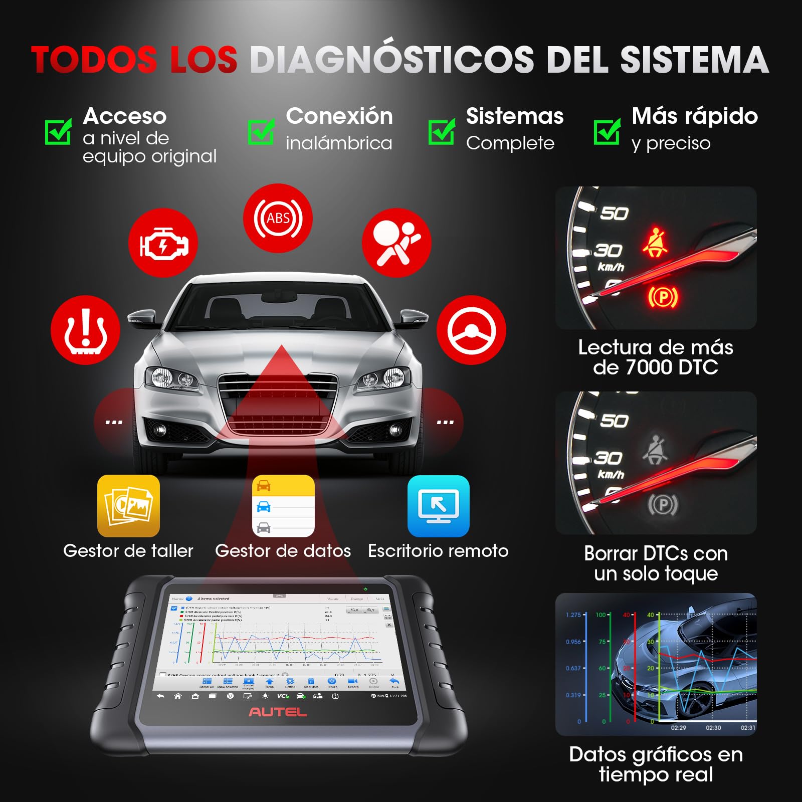 Autel MaxiCOM MK808K-BT Escáner: 2024 Actualiza de MX808S MK808S, Función como MK808BT Pro MK900BT Herramienta Escaneo Bidireccional, Dual WiFi, Prueba Activa, 28+ Servicio, Diagnóstico Todos Sistemas