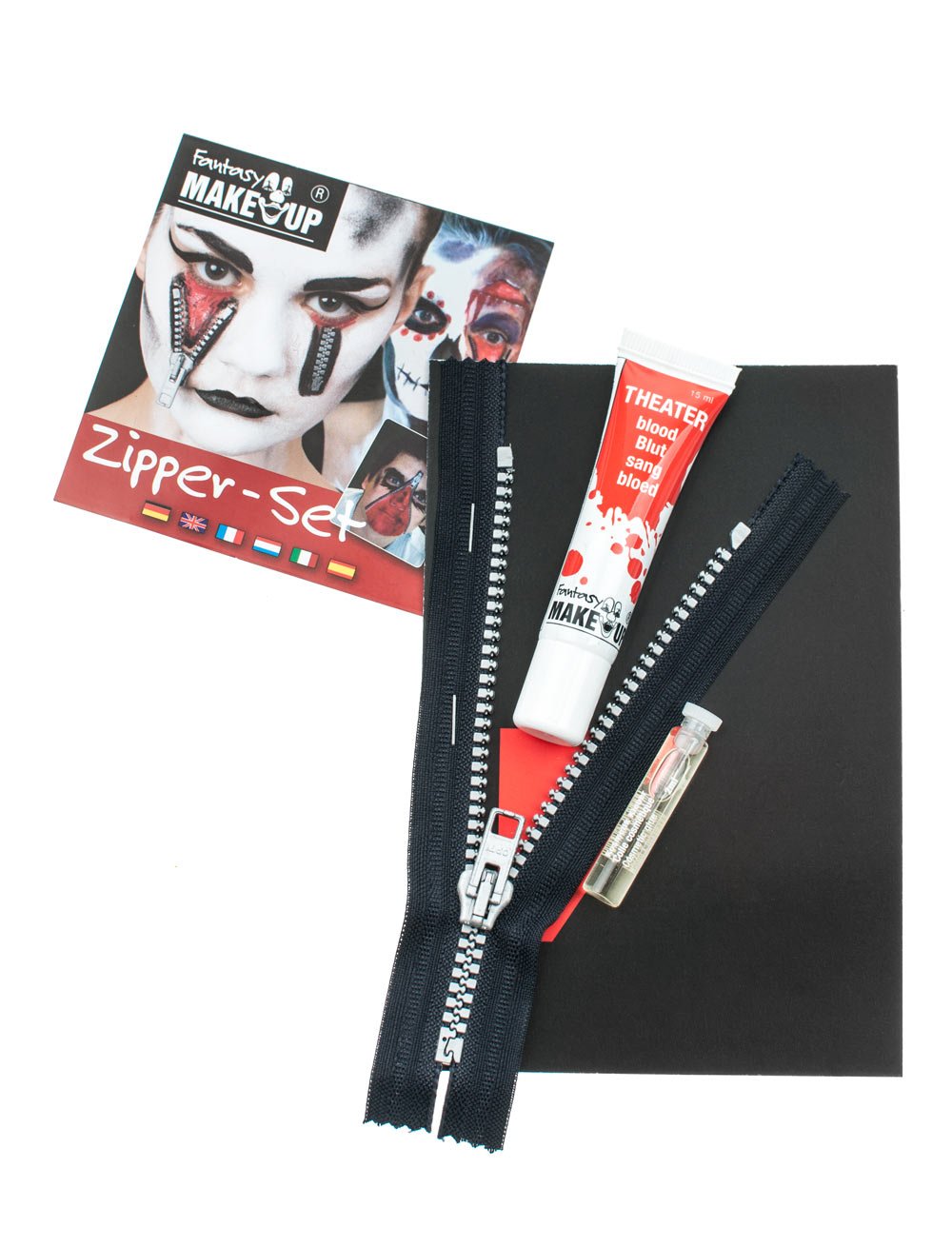 application set Zipper on face red/black/silver