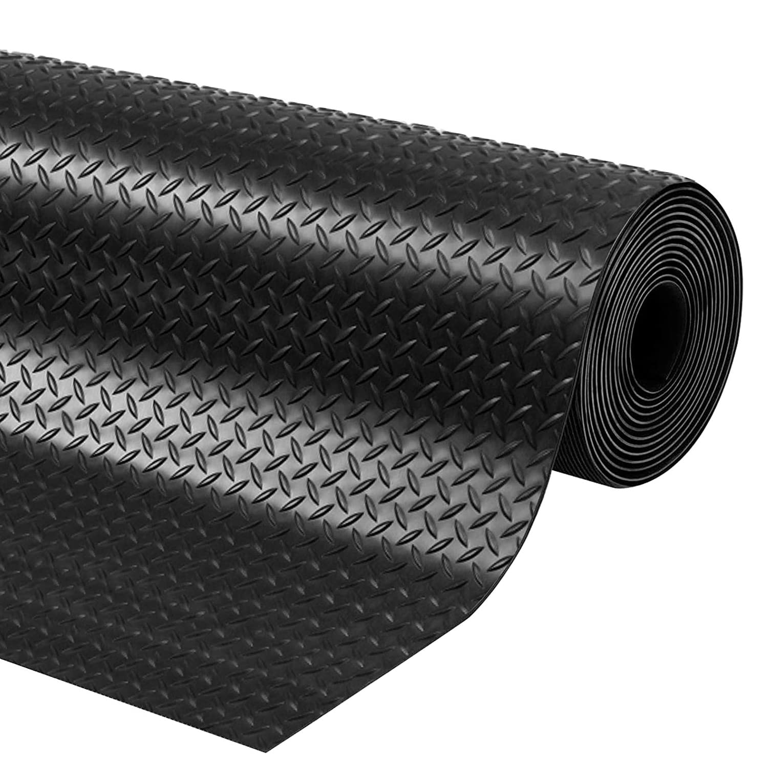 tonchean Garage Floor Mat 3.3x16.4ft Rubber Flooring Roll Non Slip Checker Plate Matting Insulated Flooring Tiles Waterproof Gym Mat for Garage Workshop Boat Shed Van