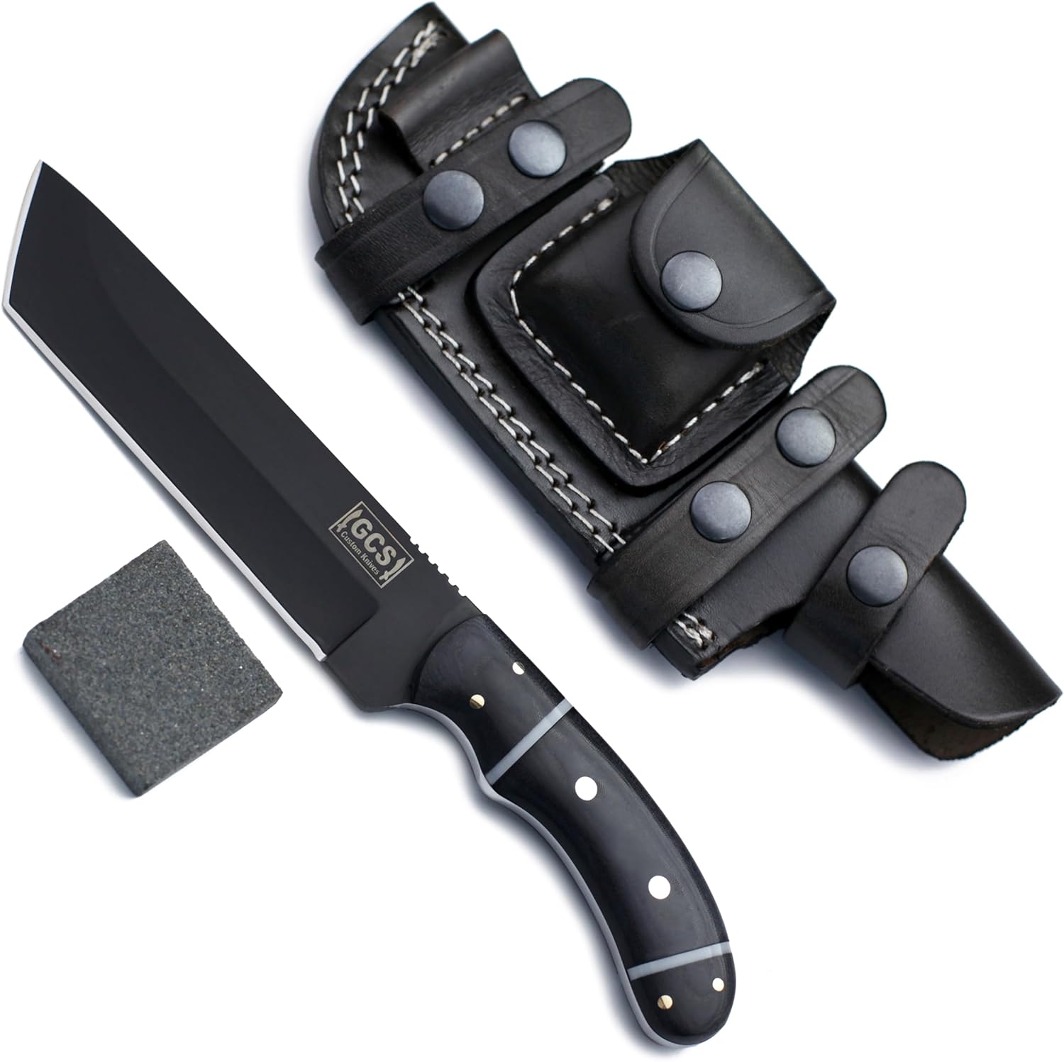 GCS Handmade G10Handle D2 Tool Steel Tactical knife Hunting Knife Camp Knife with leather sheath Full tang blade designed for Hunting & EDC GCS 228