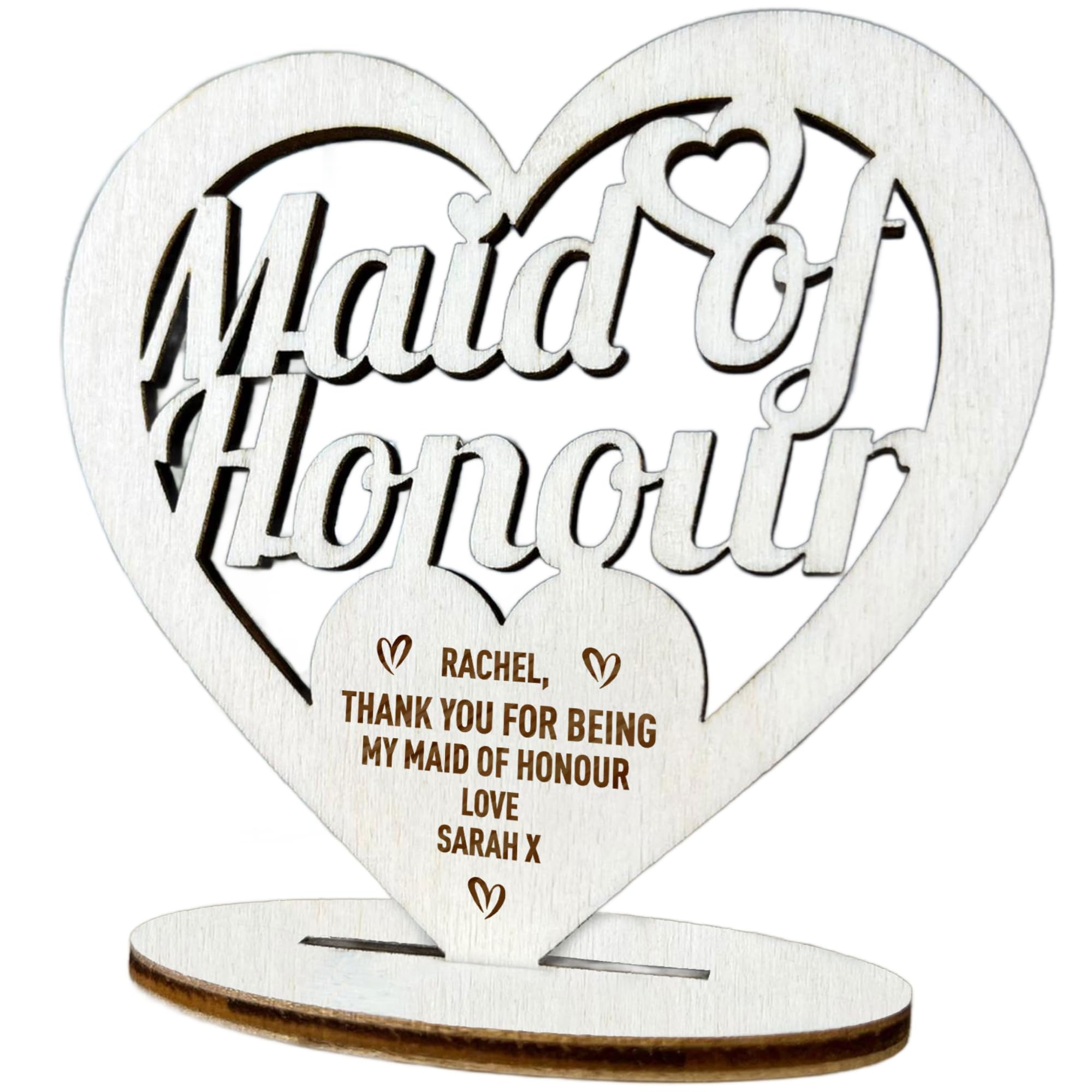 Gift For Maid Of Honour Thank You Wood Standing Heart Maid Of Honour Gifts Wedding Gift Keepsake