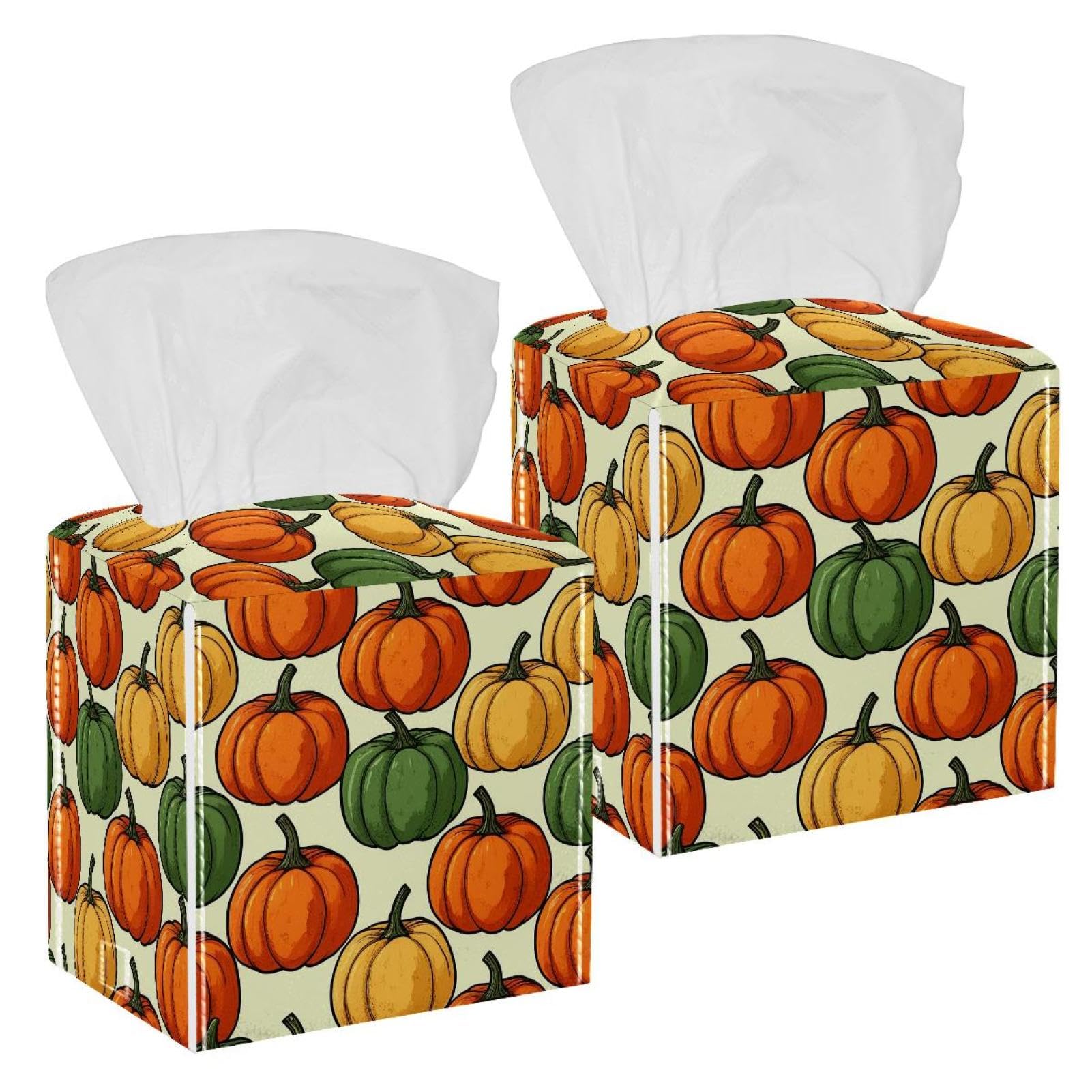 Boîte à mouchoirs en cuir Helloween Pumkins_159, l'élégance raffinée pour votre table de salon
