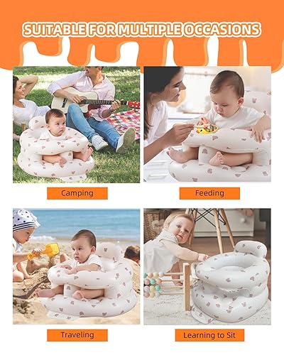 Miniatura 6 de Asiento de bebé inflable para bebés de 3 a 36 meses, silla de bebé con bomba de aire integrada, asiento de piso para bebé, asiento Bumbo para