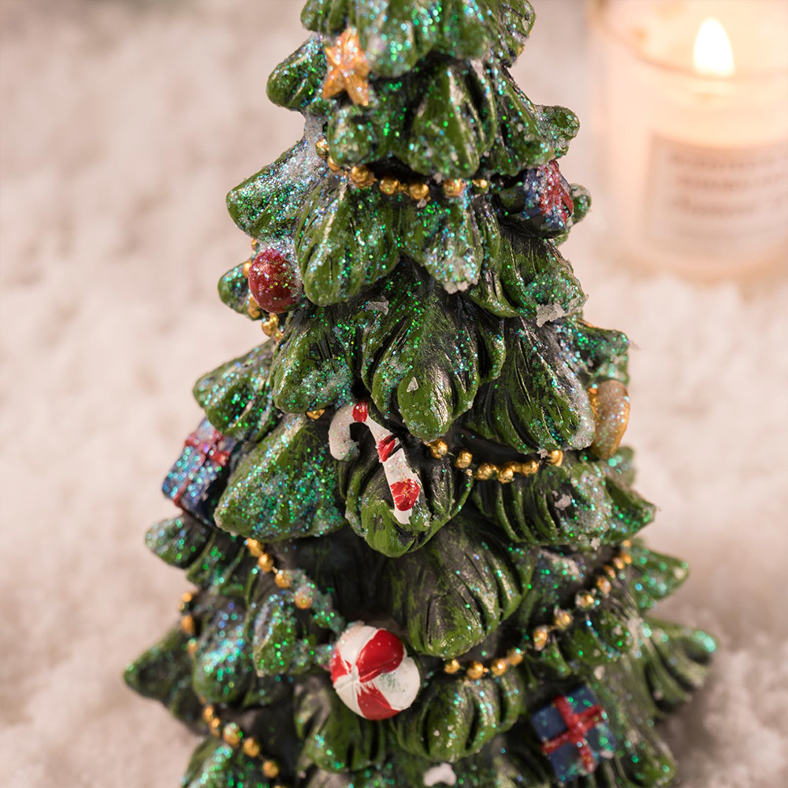 Mini Sapin De Noël En Résine Avec Figurines - Déco Bureau Ou Maison 10cm - Thème écureuils Mignons - Idée Cadeau Festive