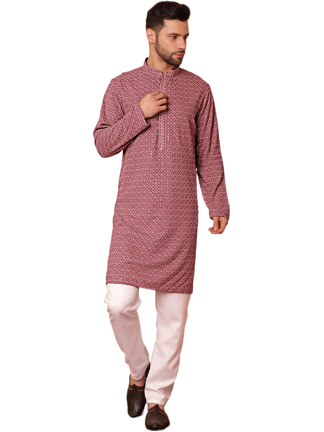 jompers Men's Embroidered and Sequence Kurta with Pyjama-picture-18