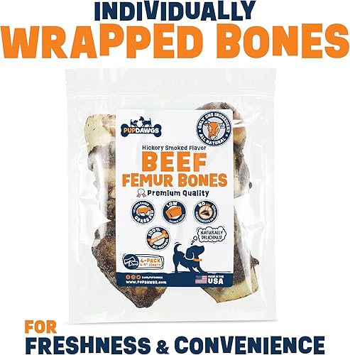 Miniatura 3 de Huesos de perro de un solo ingrediente, fabricados en Estados Unidos, huesos de fémur de carne de res, huesos naturales para masticadores agresivos,