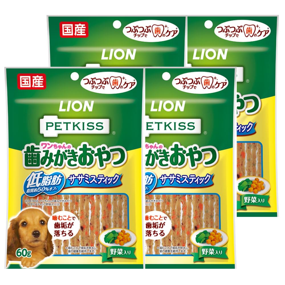 ライオン PETKISS ワンちゃんの歯みがきおやつ 低脂肪ササミスティック 野…