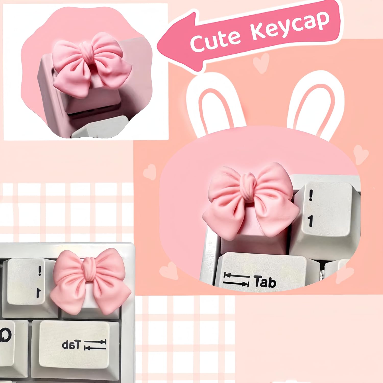 FKZ Bow-Ties Cute Keycap,Custom Keyboard Keycaps Kawaii Pink Keycaps OEM R4 Profile ESC Keycap for Cherry MX Switches Mechanical Gaming Keyboard DIY (1pcs)