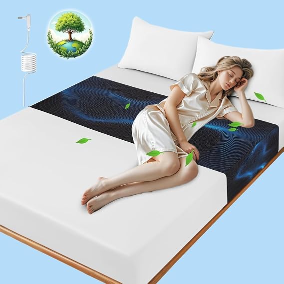 Grounding Sheet for Bed, Organic Cotton and Silver Fiber, Indoor Grounding Sheets for Full Body Balance & Wellness Support (Black,60x266cm)