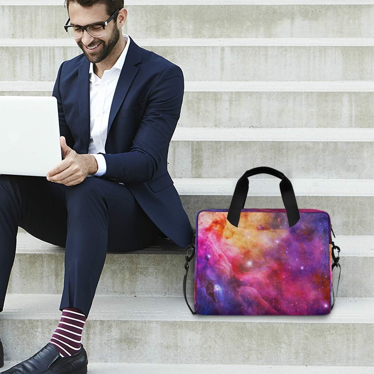 Laptop Bag Galaxy Nebula Space Star Laptop Sleeves Case for 13 14 15.6 Inch Computer Tablet Briefcases Carrying Case Shoulder Bag for Work