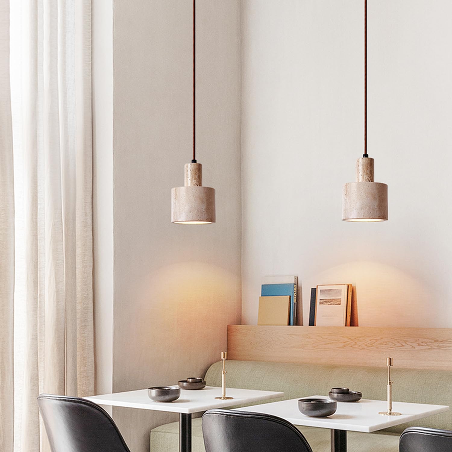 Nowa Lampa Wisząca W Stylu Chińskim Z Trawertynu, Podstawa E27