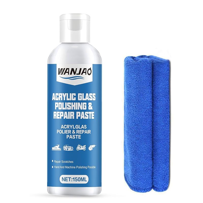 Composto para Polimento de Plástico WANJAO, Pasta Branca para Acrílico, Vidro, Metal e Pedra, 150 mL