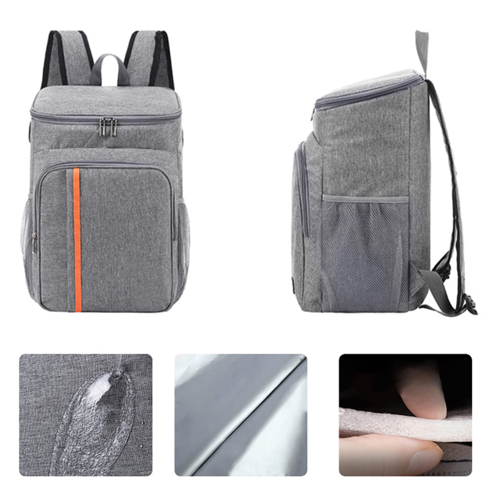 Zaino Termico Isolante da Picnic, Set di cestini da Picnic, per Coppie in Famiglia, Zaino Termico Leggero per Pranzo,Pesca,Escursionismo,Campeggio,Spiaggia,Barbecue(Grigio)