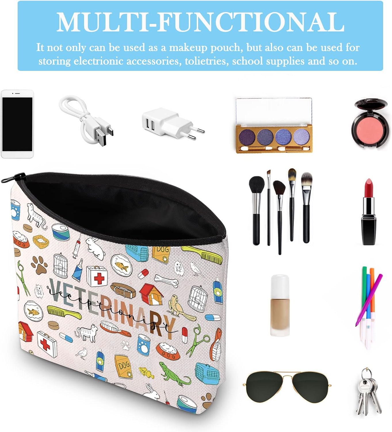 GJTIM Veterinary Receptionist Zipper Pouch Veterinarian Appreciation Gift Animal Rescue Gift Vet Tech Survival Kit (Vet Receptionist) - Image 3