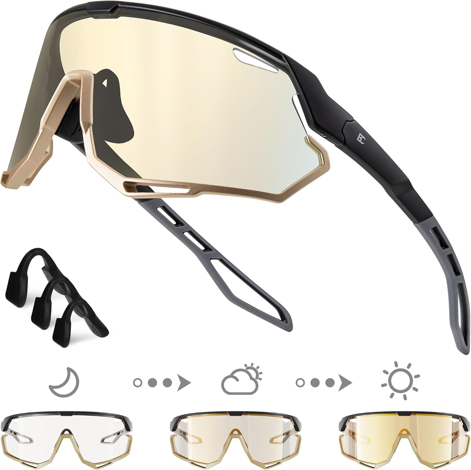 BIRCEN Photochromic Cycling Glasses: Mountain Bike Sports Sunglasses for Men Women Running Riding MTB Baseball