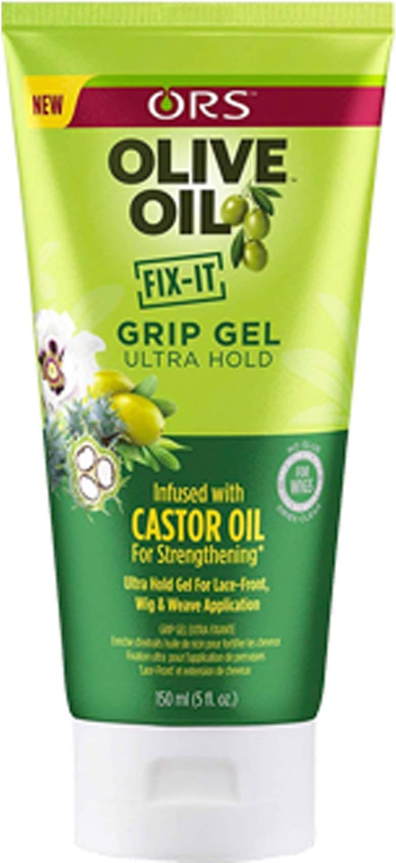 ORS Olive Oil FIX-IT Grip Gel Infused with Castor Oil For Strengthening & Hairline Maintenance Ultra Hold (5.0 oz)