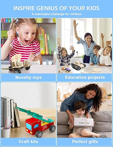 Miniatura 7 de Poraxy Kits STEM para niños de 8 a 10 a 12 años, 6 juegos de modelos de autos, rompecabezas de madera 3D, proyectos de experimentos educativos de