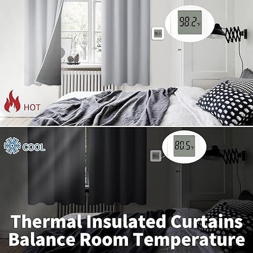 Miniatura 4 de BGment Cortinas 100 % opacas con aislamiento térmico para dormitorio con forro negro, doble capa, oscurecimiento de toda la habitación, reducción de