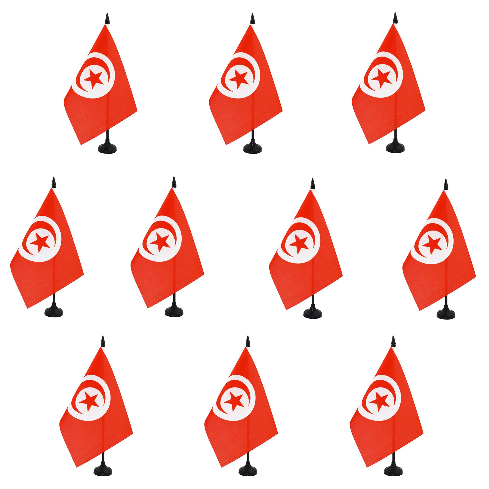 AZ FLAG Pack of 10 Tunisia Table Flags 6x8 in 100D Polyester Plastic Base