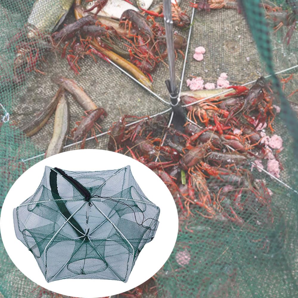 Trappola per Rete da Pesca, 6 Fori Automatica Gabbia, Portatile, Pieghevole, Per Granchi, Gamberi, Pesci, Pesciolini, Gamberetti, Trappola Per Gamberetti, Trappola Pesci, Rete Trappola Pesca