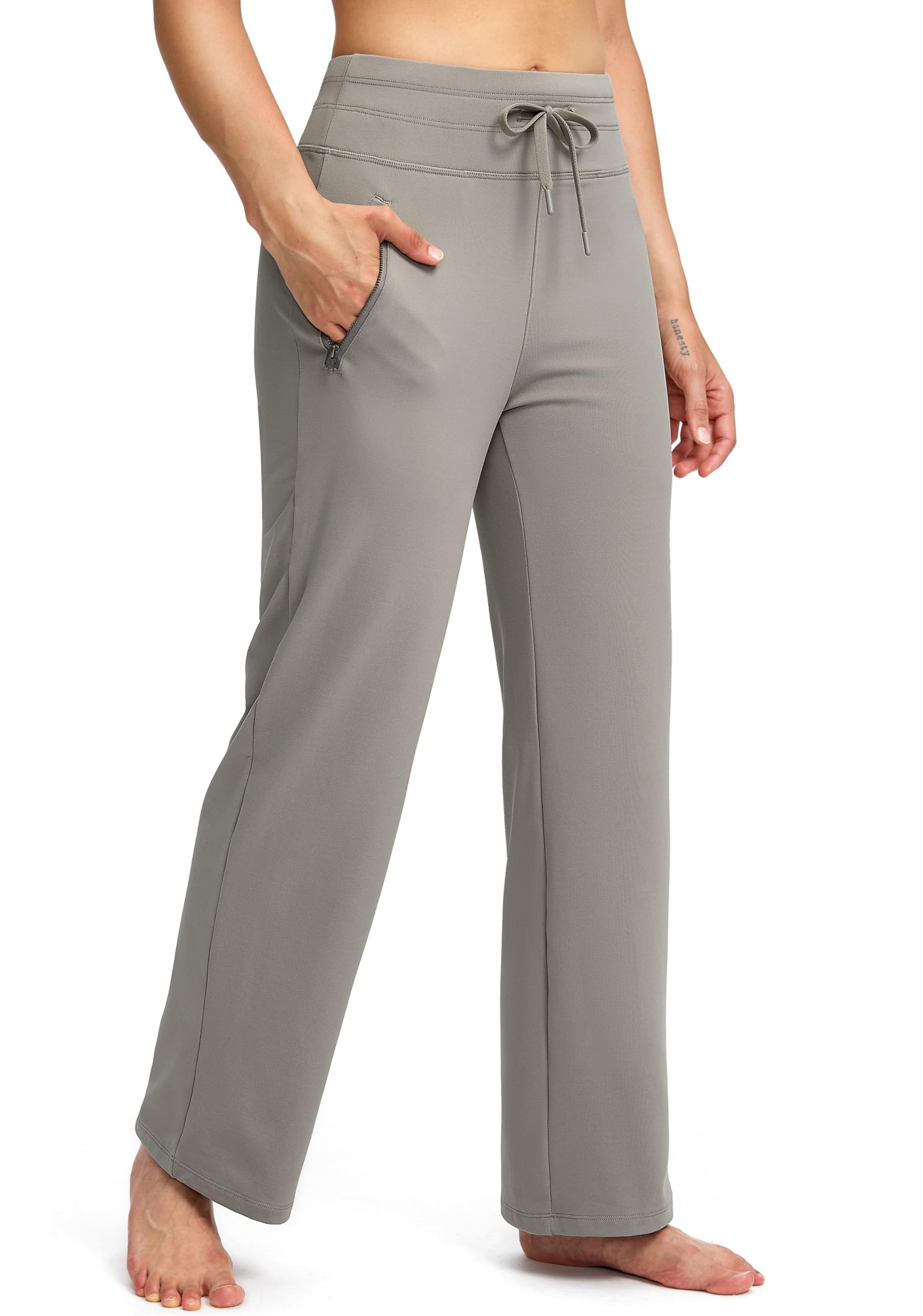 Soothfeel Women's Fleece Lined Pants High Waisted Zipper Pockets Winter Warm Thermal Sweatpants Snow Ski Hiking Lounge Pants