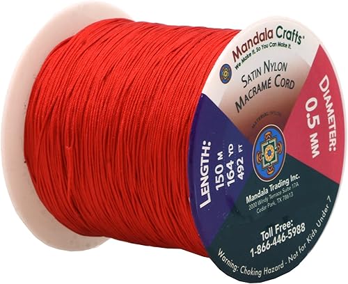 Miniatura 2 de Mandala Crafts - Cordón de satén de nailon, hilo cola de ratón, para nudos chinos, Kumihimo, cuentas, macramé, joyería, costura
