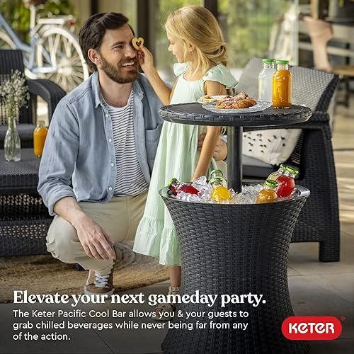 Miniatura 3 de Keter Outdoor Patio Furniture and Hot Tub Side Table with 75 Gallon Beer and Wine Cooler Grey