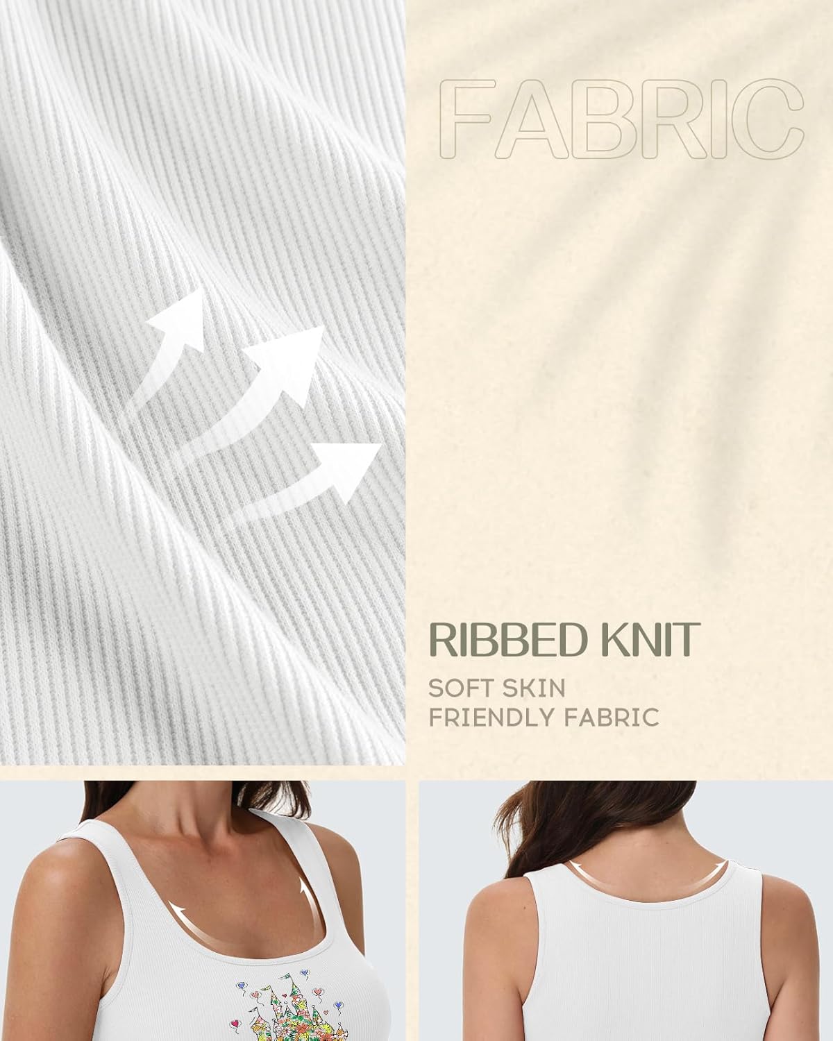 Flafens Crop Tops for Women Summer Tank Tops - Cute Ribbed U Neck Graphic Sleeveless T Shirts Yoga Gym Short Tanktops - Image 5