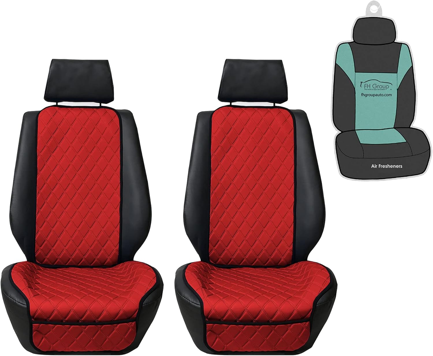 FH Group Front Seat Protectors NeoSupreme Luxury Front Set with Gift with Gift - Universal Fit for Cars, Truck, & SUVs (Red)