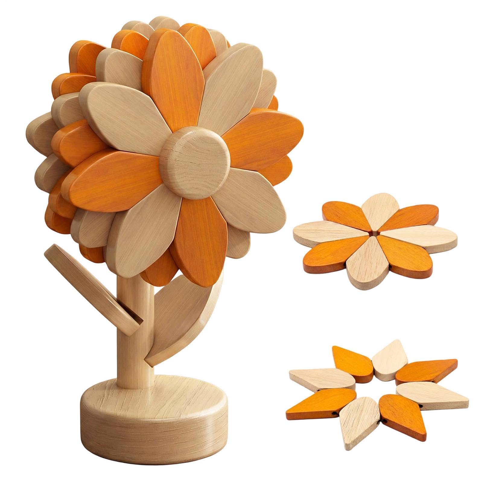 Salvamanteles de madera de diseño artesanal girasol para encimera