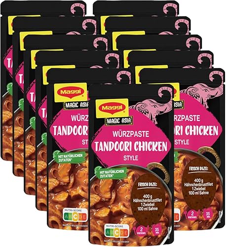 MAGGI Magic Asia Würzpaste für Tandoori Chicken Style (Ohne Konservierungsstoffe, Vegetarisch), 11er Pack (11 x 65g)