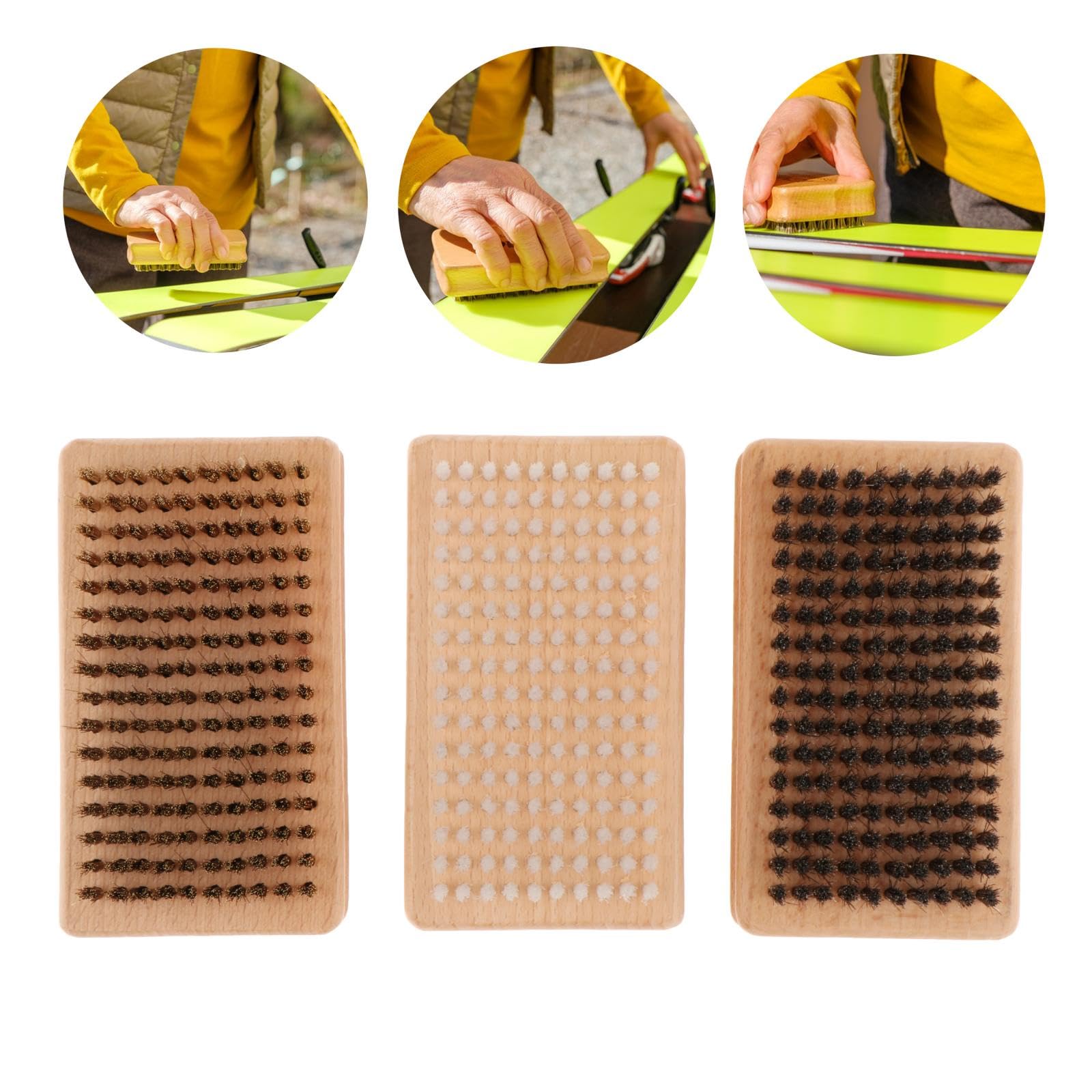 Sharplace Ensemble de 3 Brosse à Cire de Snowboard, Brosse à Cire de Ski, Brosse Nylon Confortable pour Planche de Ski, Brosse de Ski pour Fartage