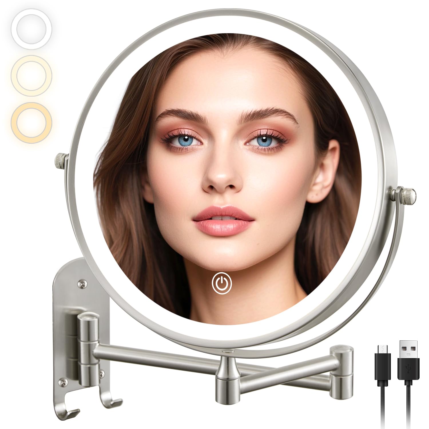 ALHAKIN 9 inch Wall Mounted Lighted Makeup Mirror