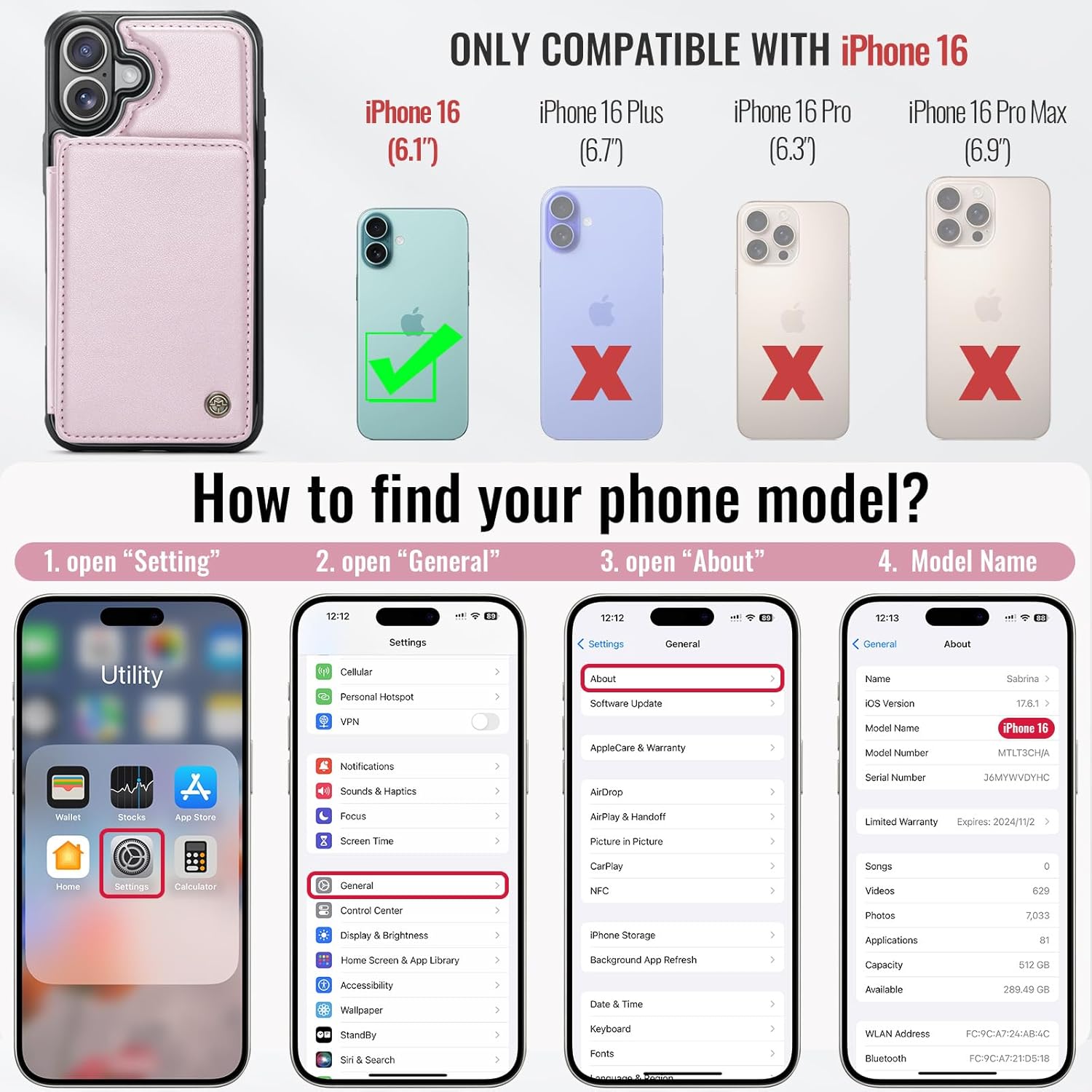 Vinich for iPhone 16 Wallet Case with Card Holder, RFID Blocking Credit Slots Kickstand Shockproof Phone Cover Fit for iPhone 16 6.1" Rose Gold for iPhone 16 - 6.1'' Rose Gold