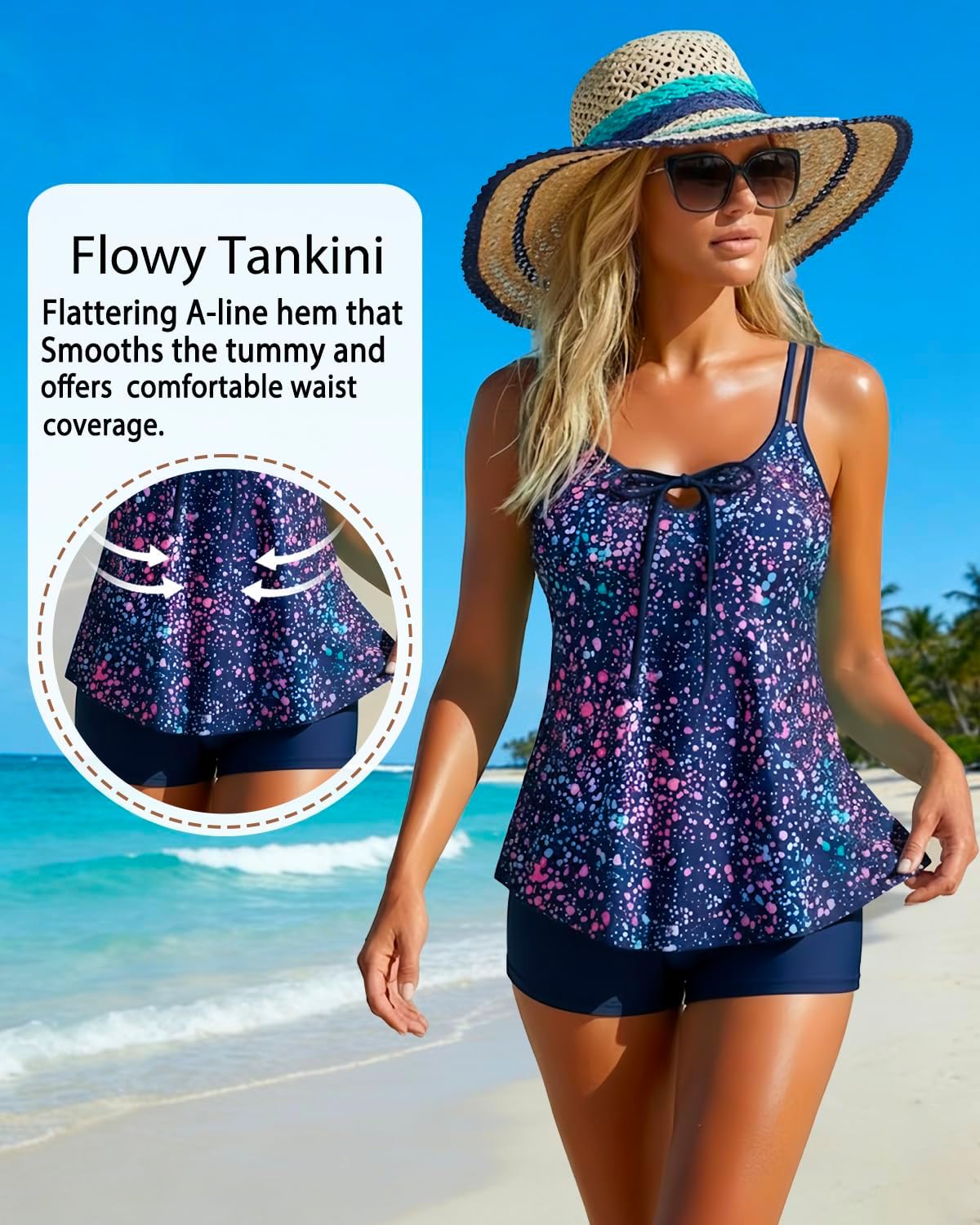 Daci Women’s Tankini Swimsuits - 2 Piece Tummy Control Bathing Suit Modest Flowy Swimwear with Boy Shorts 2026 - Image 4