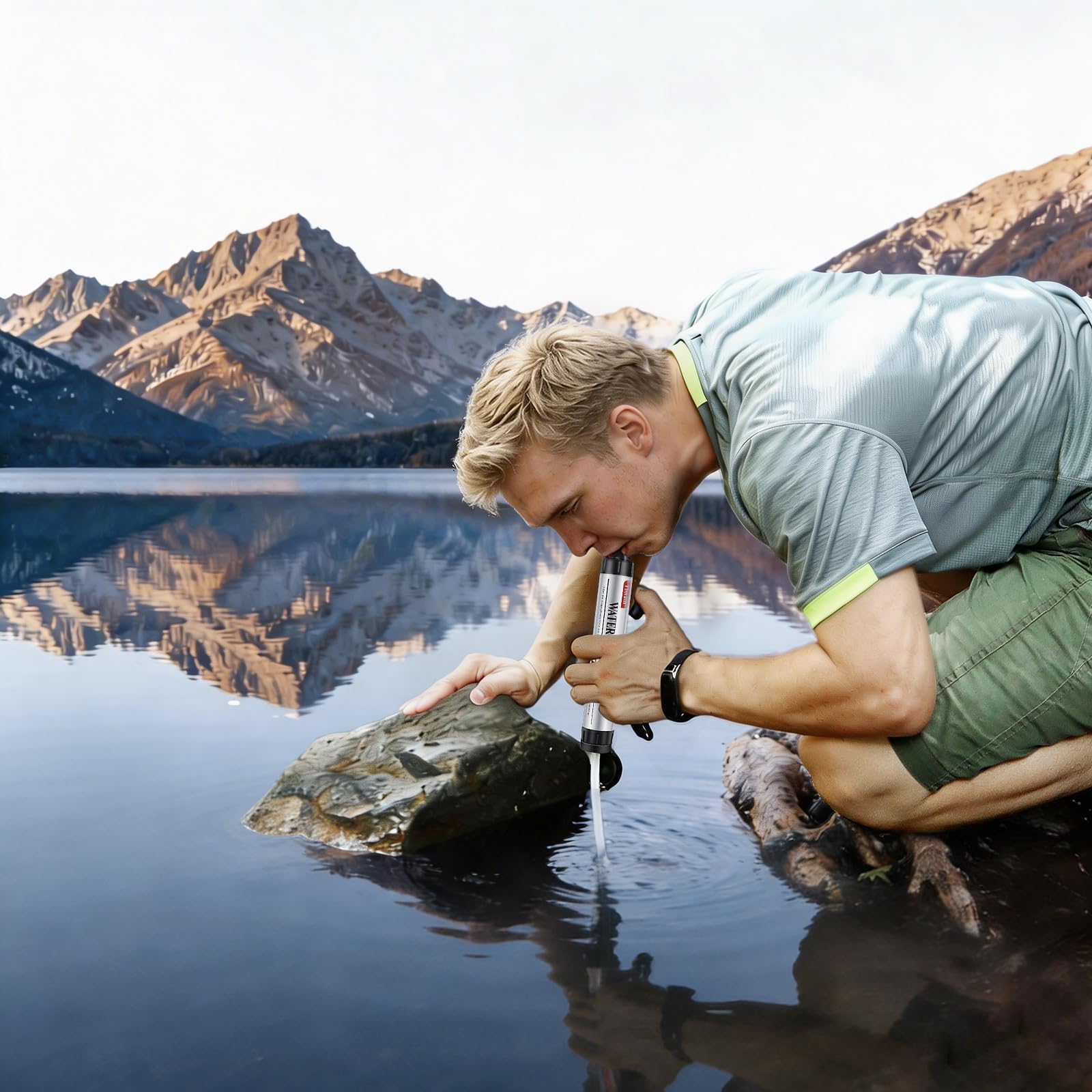 Timain Filtración de 4 etapas, filtro de agua de alto caudal, pajita, purificador de agua, supervivencia para kits de emergencia, viajes, camping, senderismo, pesca, caza, 6 unidades