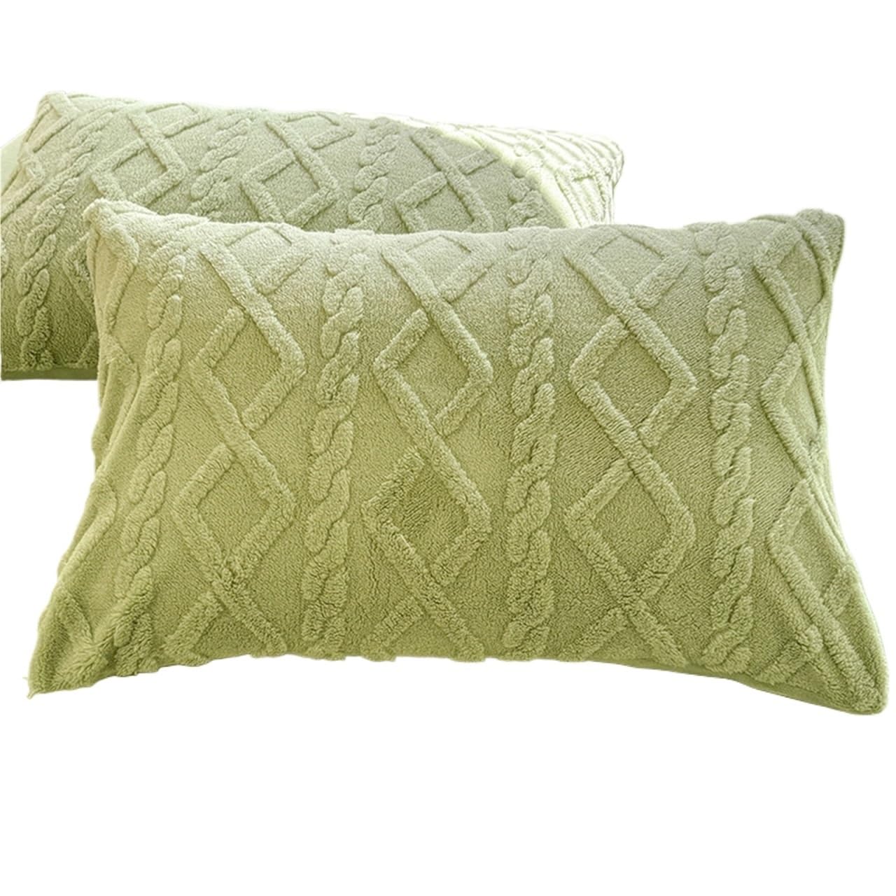 Housse de coussin velours 48x74cm verte pour des nuits chaudes en hiver