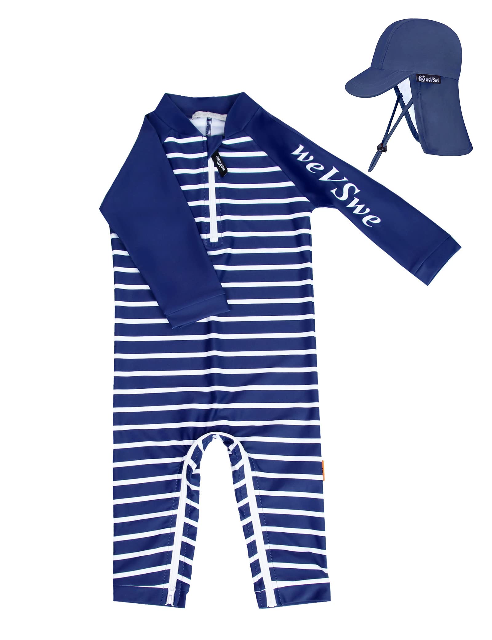 weVSwe Baby Toddler Boy Swimsuit Long Sleeve Baby Swimwear UPF 50+ Sun Protection Rash Guard Swimming Costume with Crotch Zipper 0-3 Years — view 81