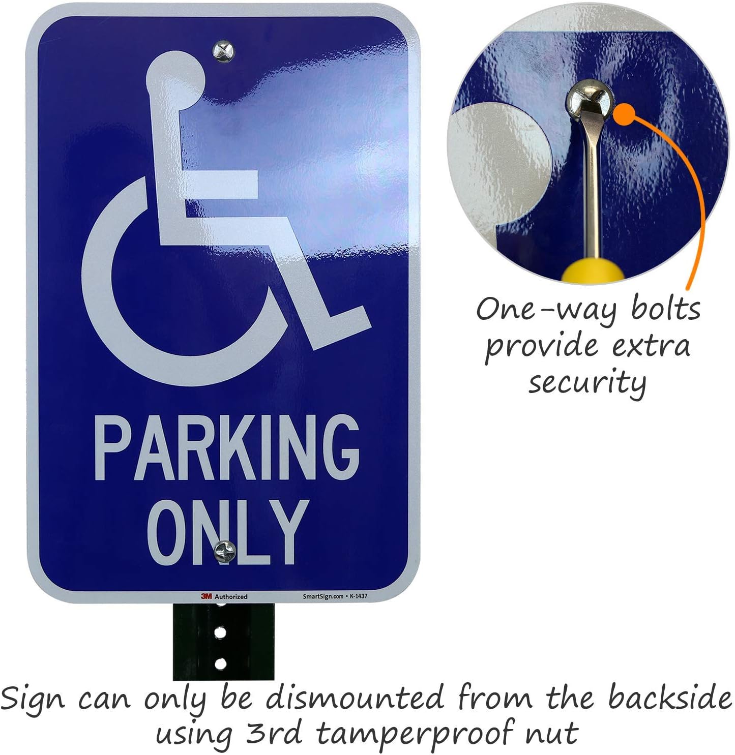 SmartSign - K-KIT-BG BoltGuard Anti-Theft Post Attachment Kit – 2 Bolts, 3 Tamperproof Nuts | 2.5" x 0.3125" Bolt