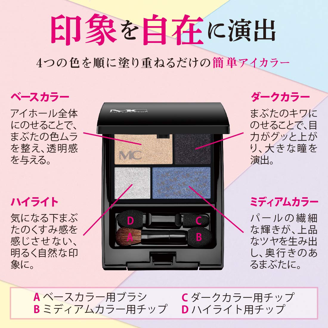 Amazon.co.jp: アイシャドウ アイカラーパレット ブルー （ 4色