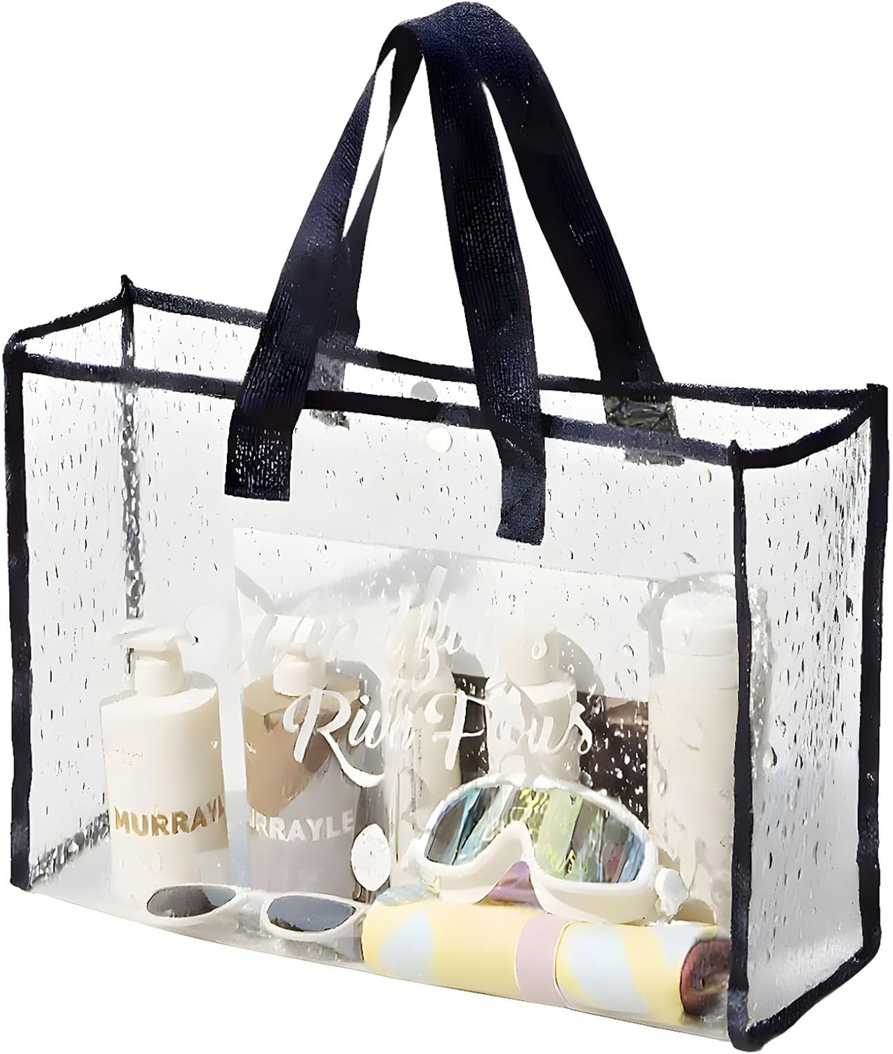 Treasurecove Women's Clear Beach Bag，travel bag，laundry bag ，Foldable, Waterproof Clear Tote Bags for Beach, Pool, Stadium