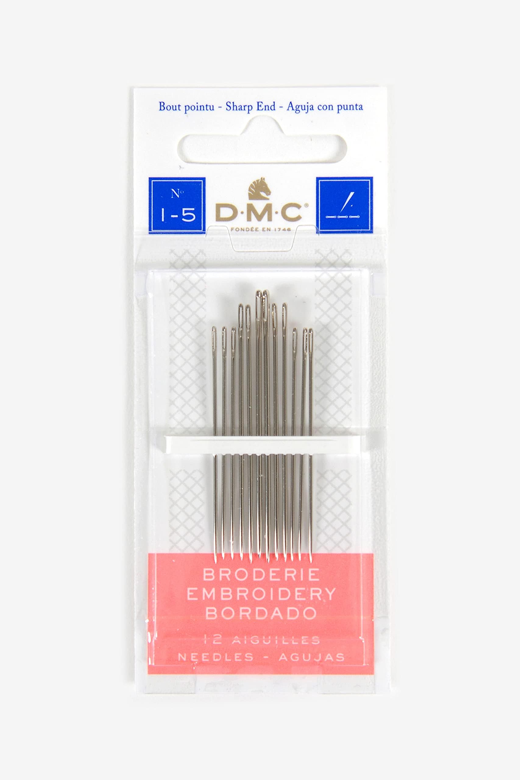 DMC 1765-1/5 Embroidery Hand Needles, 12-Pack, Size 1/5