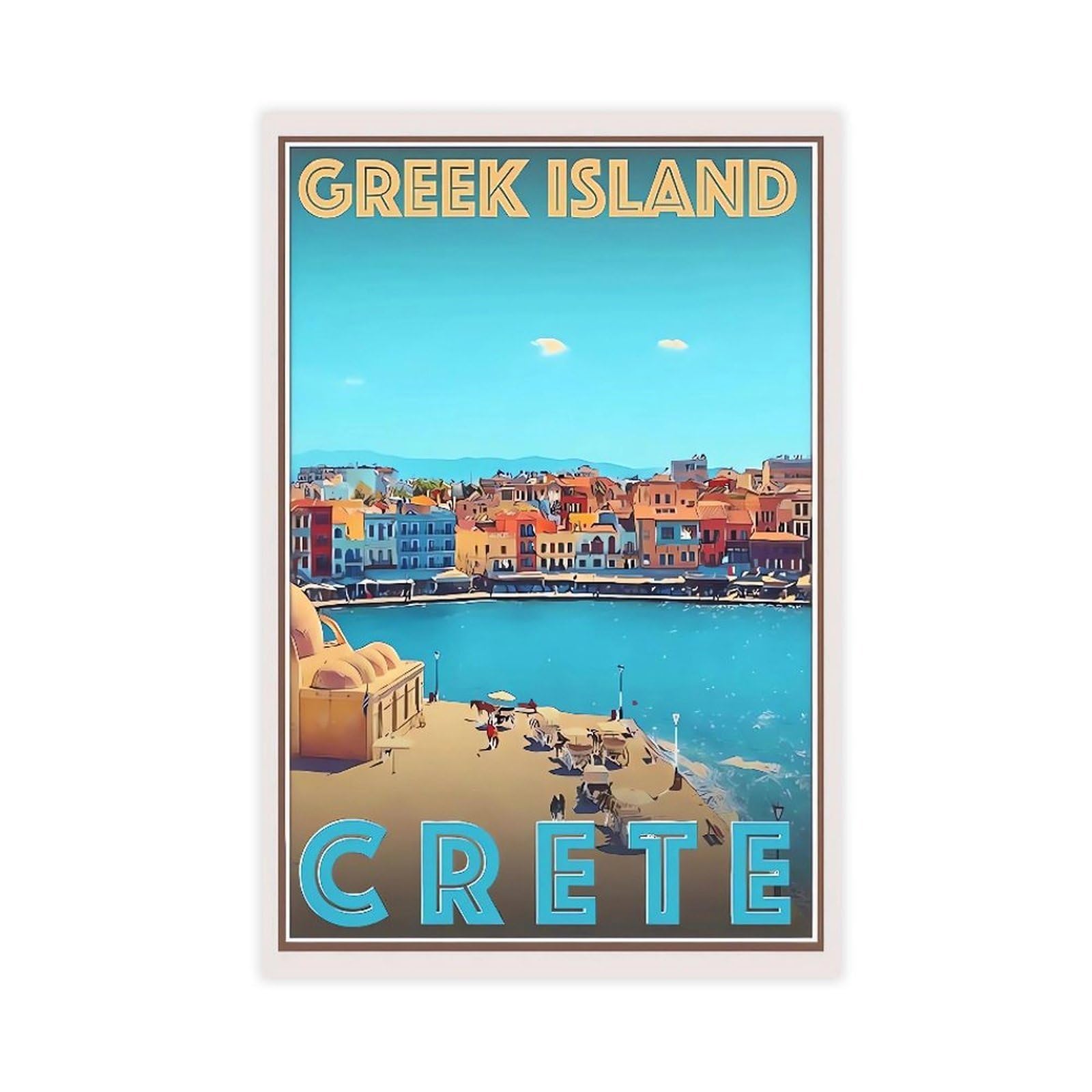 QNVJQKDSI GREEK ISLAND CRETE Travel Vintage Canvas Poster Bedroom Decor Landscape Office Room Decor Gift 20" L X 30" W