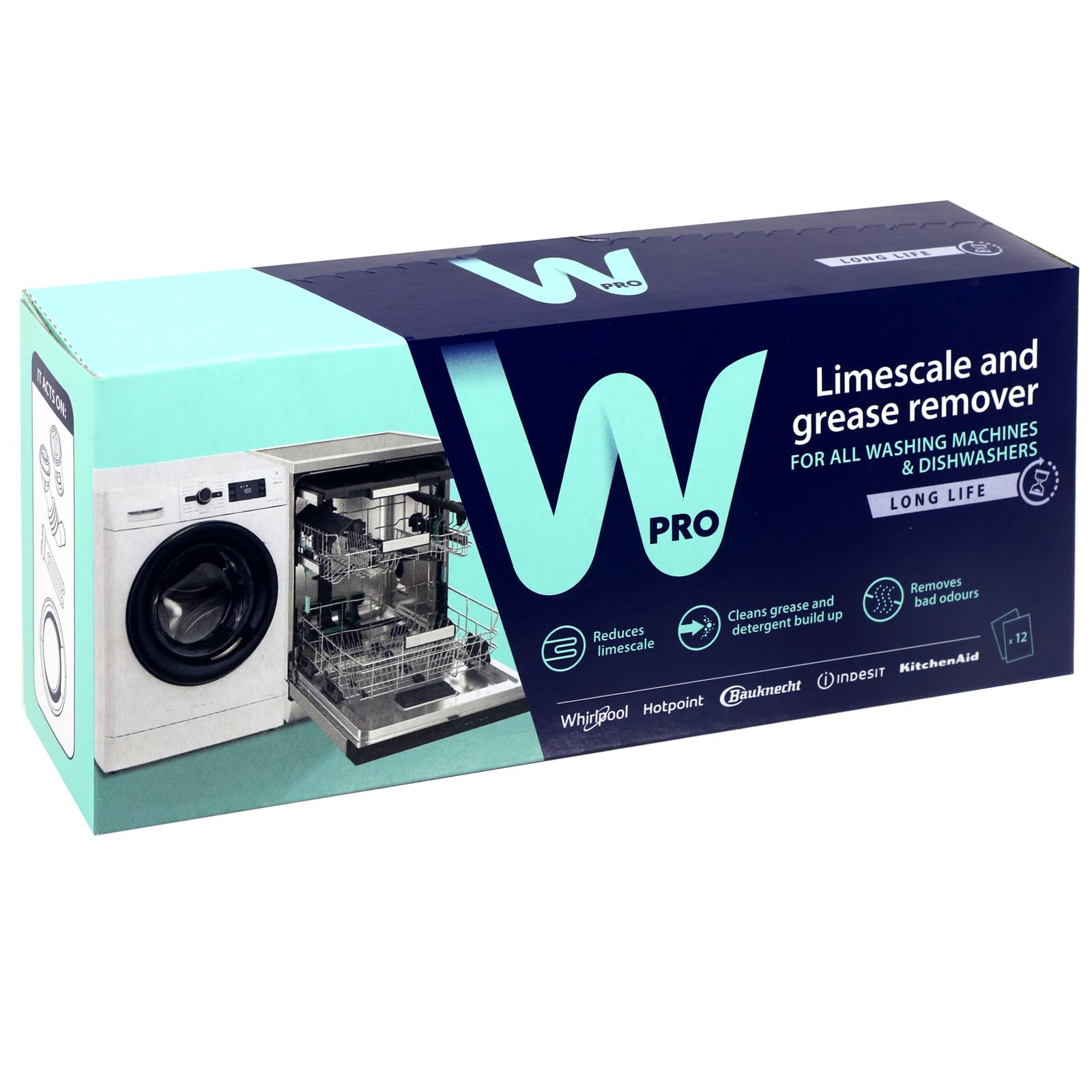 Hotpoint Machine À Laver & Lave-vaisselle Détartrant & Detergent Nettoyant (12 x 50g Sachets)
