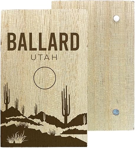 Ballard Utah Souvenir - Imán de madera grabada para nevera, diseño de cactus y desierto, 2 x 3 pulgadas