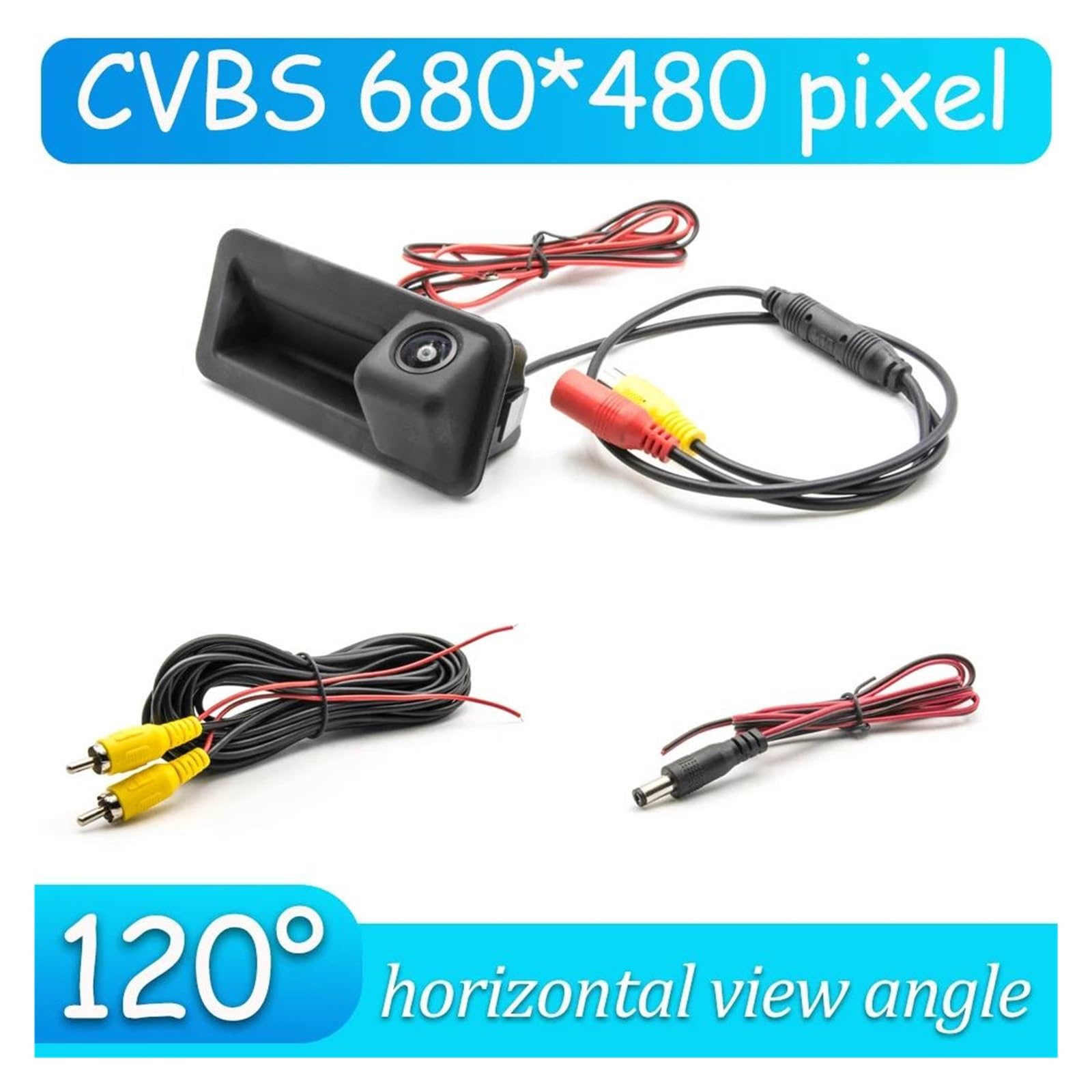 Zamiennik kamery cofania do Fiesta MK6 Hatchback 2009 ~ 2017, uchwyt bagażnika, monitor cofania parkingu, CCD HD, AHD, kamera cofania, rybie oko, kamera cofania (C135 AHD 720P) (A120 CVBS 680 x 480