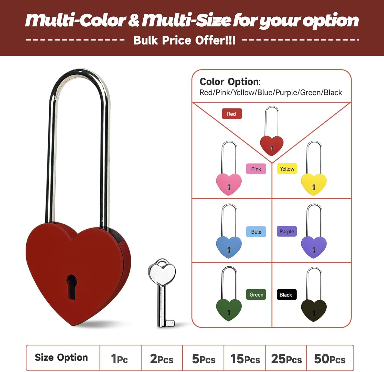 15PCS Single Heart Lock with Key 3.5 Inches,50mm Love Padlock Rubber Painting Red Metal Love Lock for Lovelock Bridge,Card Box,Jewelry Box,Diary Book,Handbag