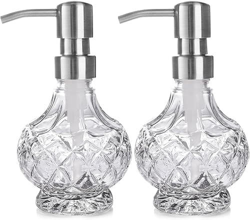 Miniatura 7 de Dispensador de jabón de vidrio para baño, dispensador de jabón de manos con bomba de acero inoxidable, dispensador de jabón líquido y loción,