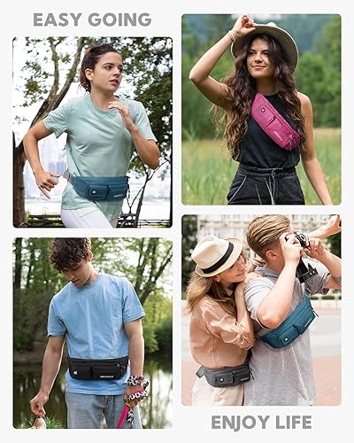 Miniatura 6 de WATERFLY Cangurera pequeña cruzada 5 bolsillos delgada y ligera para la cintura, bolsa de cadera para mujeres y hombres, bolsa de pecho resistente